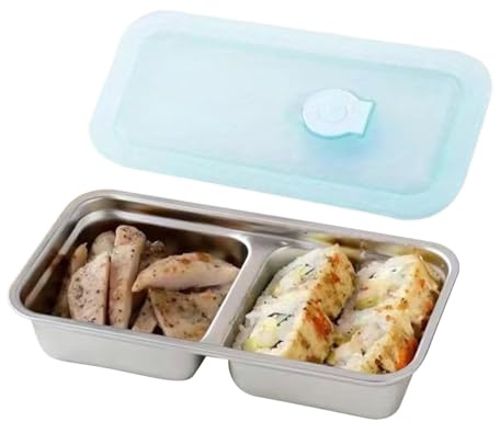 Dtaigou Scatola Porta Merenda In Acciaio Inossidabile Per Bambini | Contenitori Riutilizzabili Per Snack Con Doppio Scomparto,Scatole Portavivande Antigoccia Per Campeggio Picnic Sport Ragazze Giovani