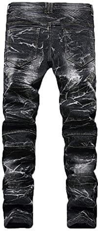 RuFengz Motorradjeans Herren Kevlar Stretch mit Tasche Trainingshose Sporthose Löchern Kurzgrößen Hose Motorradhose Protektoren Otorradjeans Outdoor Lederhose Jeans, Schwarz