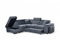 Chenille Blue L Shaped Corner Sofa Bed with Storage Ottoman, Adjustable Headrests and 2x Foot Stools - Durable Fabric Modular Sectional Pull Out Sofa Bed 4 Seater with Black Metal Feet - LEFT HAND