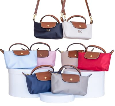 Generisch Mini Crossbody Shopper Bag mit Initialen – Personalisierte Nylon-Umhängetasche – Individuelle Tote – Geschenk für Sie