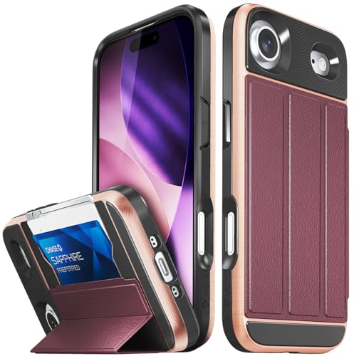 VENA vCommute iPhone Air Wallet Case, [Military Grade Drop Protection] Flip Leather Cover Slot Card Holder with Kickstand for iPhone 17 Air – Red