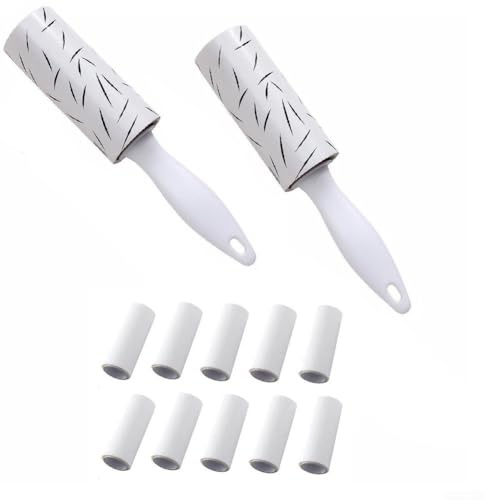 Besttoolifes Lint Roller With Refills, Pet Hair Remover For Clothes, Sofa, Furniture, Dust Cleaning Tool, 2 Rollers + 10 Sticky Refill Rolls(White)