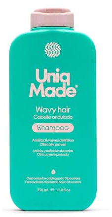 UNIQ MADE Shampoo für welliges Haar | Definiert Wellen & kontrolliert Frizz | Mit Perlenextrakt & Ginseng | Feuchtigkeit & Glanz | 350 ml