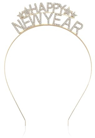Serre-tête de Nouvel An 2026, Happy New Year - Bandeau de Nouvel An avec étoiles en strass - Serre-tête festif pour femmes - Bijoux capillaires pour le Nouvel An - Bandeaux à paillettes pour la tête