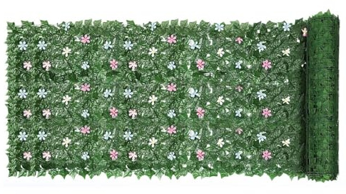 Künstlicher Sichtschutzzaun Efeu, 1 x 3 m, realistischer Zaun mit UV-Schutz für Balkon, Terrasse, Garten, Dekoration von Haustieren und Hochzeiten, wetterfest, pflegeleicht und