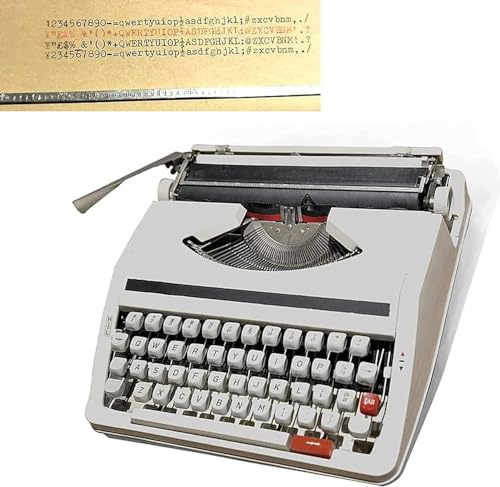 WDWDW Vintage-Schreibmaschine, tragbares Gerät mit Koffer, Flexible Tasten, klare Handschrift, traditionelles redaktionelles Format