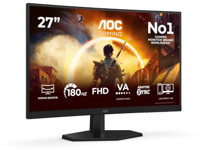 AOC C27G42FE Monitor 27 Pulgadas 180Hz, Panel VA, 4ms GtG, HDR10, Adaptive Sync, (1920x1080 HDMI 1x 1.4 DP 1x 1.2) Negro