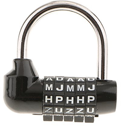 5 Zifferblatt Buchstaben Kombination Vorhängeschloss Code-Lock, Schwarz