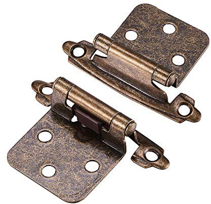 INCREWAY 1 Pairs Overlay Cabinet Hinge with Screws, Self-Closing Decorative,Face Mount, for Variable Overlay Kitchen Cabinet Doors(Antique Bronze)