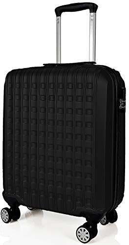 SIGN ABS Koffer Trolley Reisekoffer 4 360° Zwilllingsrollen (MIni Handgepäck-Handgepäck-2er Set) (Schwarz, Mini Handgepäck (47cm))