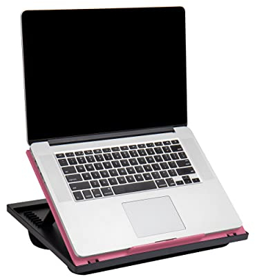 Mind Reader Soporte para Ordenador portátil, Bandeja de Cama, Plegable, cojín, portátil, Dormitorio, plástico, 14.75 Pulgadas de Largo x 11 Pulgadas de Ancho x 7.3 Pulgadas de Alto, Rosa