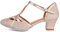HROYL Women T-Strap Glitter Latin Dance Shoes Low Heel Salsa Tango Ballroom Latin Party Wedding Dancing Shoes,2040-Rose Gold-WM-4.5,4 UK