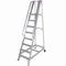 8 Tread 2m Aluminium Warehouse Picking Steps & Handrail – Narrow Aisle Portable Safety Stair Platform Ladders – Mobile Push/Pull Safety Steps – 3.6m Working Height – Castor Wheels Easy Movement