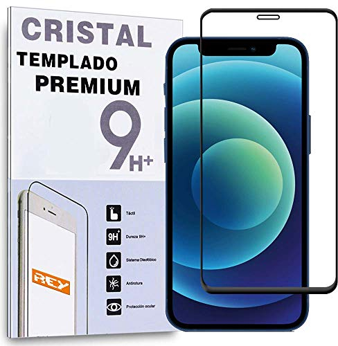 REY 3D Bildschirmschutz aus gehärtetem Glas für iPhone 12 Mini 5.4 Schwarz, Displayschutzfolie 9H+ Härte, Anti-Kratzen-Öl-Bläschen, Voller Schutz, 3D, 4D, 5D