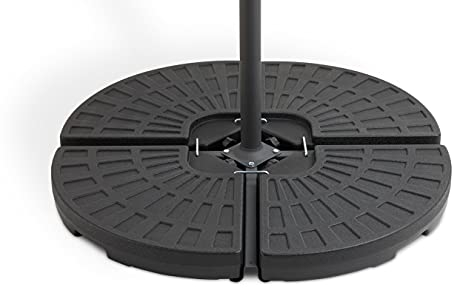 909 OUTDOOR Dalle pour Parasol Noire, Pied de Parasol Pouvant être Rempli d'eau et de Sable, Base pour Parasol Jusqu’à 50 kg, Support de Parasol en 4 Parties