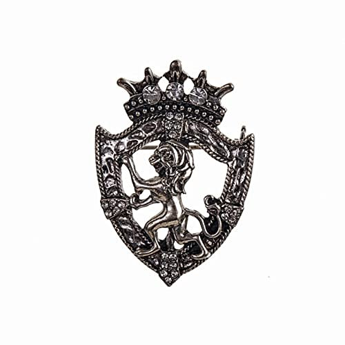 Retro Löwe Schild Krone Tier Broschen Mode Herren Anzug Hemdkragen Nadel Abzeichen Anstecknadeln Schmuck Männer Kleidung Zubehör
