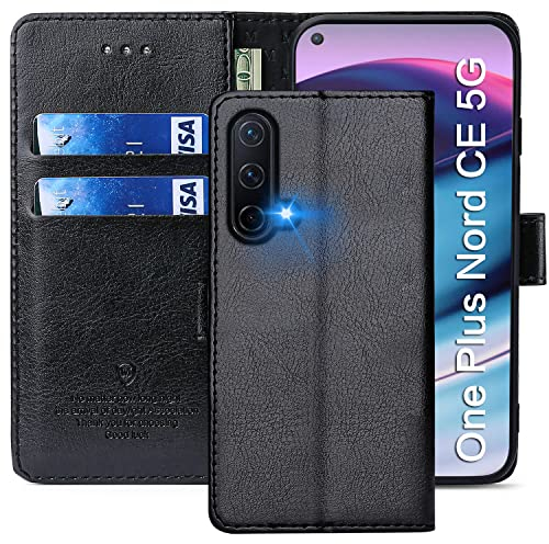FMPCUON Hülle für OnePlus Nord CE 5G Handyhülle [Standfunktion] [Kartenfach] [Magnetverschluss] Tasche Flip Case Schutzhülle lederhülle klapphülle für OnePlus Nord CE 5G Schwarz