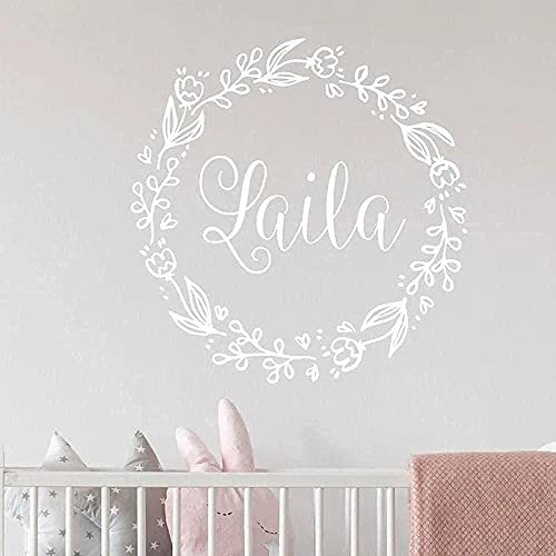 Wandaufkleber Kinderzimmer Wohnzimmer Schlafzimmer Aufkleber Personalisierte Mädchen Name Schöne Land Girlande Kinderzimmer Baby Kinderzimmer Aufkleber Anpassung 57X58Cm