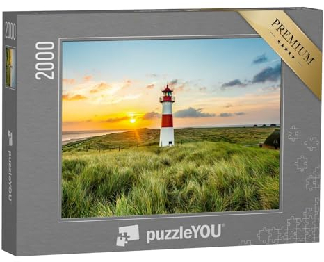 puzzleYOU: Puzzle 2000 Teile „Sonnenaufgang am Leuchtturm in List auf der Insel Sylt“ – aus der Puzzle-Kollektion Sylt, Natur, Nordsee, Leuchttürme