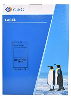G&G 200 Universal Etiketten A4 (200 x 140 mm) selbstklebend für Tintenstrahl- und Laserdrucker geeignet