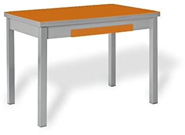 ASTIMESA Alas Cristal Mesa de Cocina, Metal, Naranja, 90x50cm