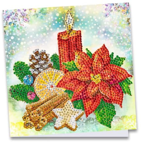 Ideen mit Herz Diamond-Painting-Grußkarte | Strass-Edition | 16 x 16 cm | 370 g/m² | inkl. Steine, Umschlag & Werkzeug (Kerze mit Weihnachtsstern)