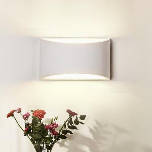 HARPER LIVING Indoor Wall Light, Modern Wall Wash Lighting, G9 Cap Type Up and Down Wall Light, White Ceramic Paintable Shade Wall Sconce Lamp for Living Room, Kitchen, Bedroom, Hallway