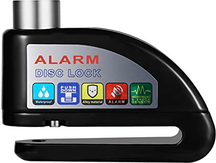SachsenRAD Scheibenklemme Motorrad Alarm 110dB, Wasserdichtes Motorradschloss verriegelt durch Drücken ohne Schlüssel, Rollerschloss mit integriertem Edelstahlschloss für Motorrad, Fahrrad, Roller.
