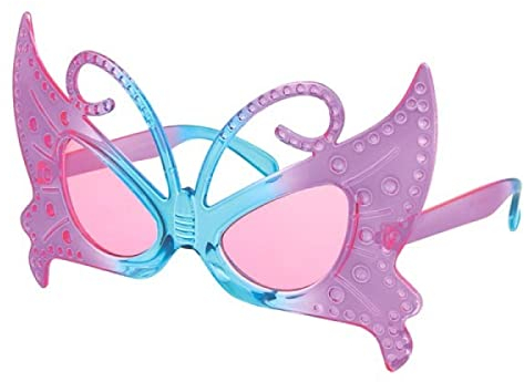 Alsino Sonnenbrille Herzbrille Fun-Brille Party Brille Photo-Booth Hippie, Einheitsgröße für Damen und Herren – (F-003) Schmetterling lila