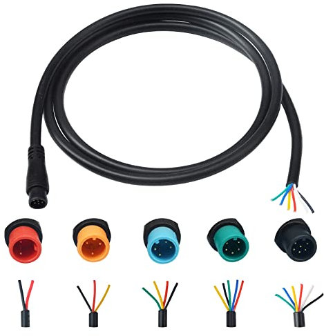 baluoqi Extension Cable 2Pin/3Pin/4Pin/5Pin/6Pin Waterproof Plug with A Single Connector DIY Ebike Line for Electric Bicycle Light/Throttle/Ebrake/Display Ebike Parts (6Pin Male)