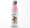 Mikalino Kinder Edelstahl Trinkflasche Braunes Pferd mit Blumenranke und Wunschname Einschulung Geschenk Geschenkideen Thermosflasche Mädchen Junge, Farbe:rosaweiss, Grösse:500ml