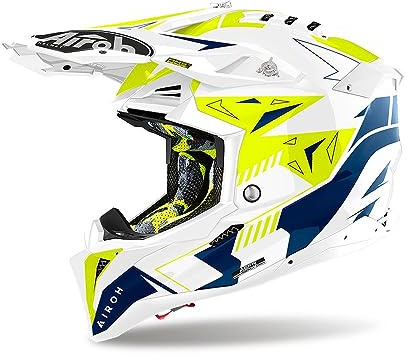 Airoh Motorcycle Helmet Aviator 3 Spin Yellow/Blue Gloss Xl
