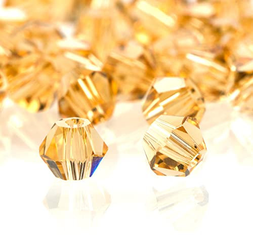 720 Stück 3mm Kristall Glas Perlen Facettierte Glasperle Kügelchen Bunte Glasperlen Runde Kunstperlen Mehrfarbig Sortierte Perlen Gemischt Bastelperlen für Handwerk Armband Schmuck,Goldener Champagner