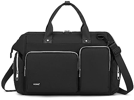 KONO Baby Wickeltasche, Windeltaschen für Mama und Papa, große Reisetasche Messenger mit Wickelunterlage, (Schwarz)