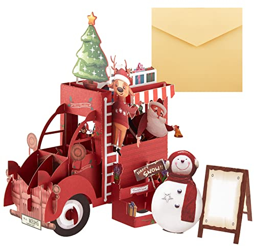 Navidad 3D Pop Up Tarjeta con Sobres, Tarjeta de Felicitación Postales Navideñas para Regalos Felicitaciones de Navidad, Christmas Card para Familiares y Amigos Niños