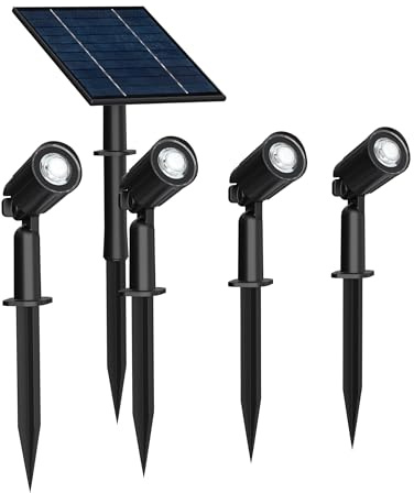 B·LED BARCELONA LED - Kit x 4 focos solares exterior con panel solar - 5W - IP66-3000K - Blanco Cálido