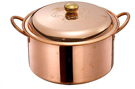 OQHAIR Pentola per brodo Pentola per stufato in Ottone Pentola in Rame Fatta a Mano Pentola per stufato Pentola Calda Fornello a Gas Pentola in Rame Addensato per la creazione di zuppe St