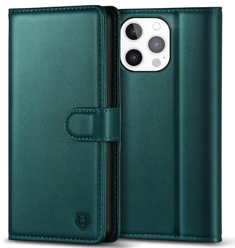 Kuafcase Compatible for iPhone 13 Pro Case with 4 Card Slots Magnetic Closure Kickstand Shockproof Protective Phone Case Compatible for iPhone 13 Pro - Green