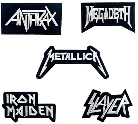 masktore Thrash Metal Patches, 5 Stück Band Patch, Rock Band Aufbügler Bügelflicken