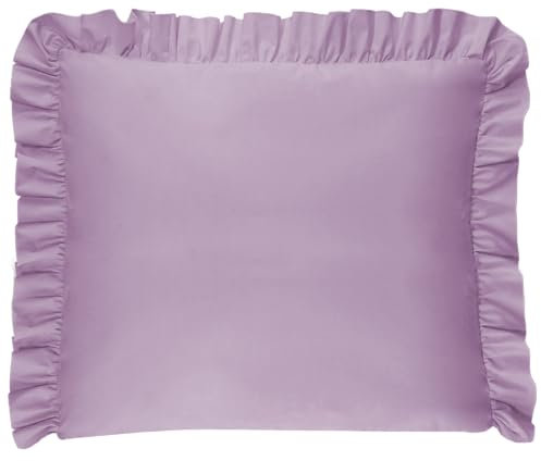 Balbina Kissenbezug 80 x 80 cm für Kinder & Babys, Kopfkissenbezug aus Baumwolle, für Kinderzimmer, Kinderwagen oder Kinderbett, Baumwoll-Kopfkissenbezug mit Rüsche & Reißverschluss, Violett