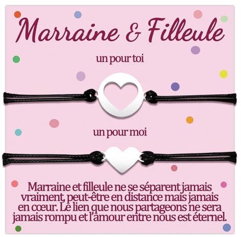 Marraine Filleule Bracelet Cadeau Veux Tu Etre Ma Marraine Demande Cadeaux de Filleule Marraine Bracelets Bapteme Noel Cadeau Anniversaire Fetes Des Meres Argent Coeur Bijoux Femme Fille Original Idee