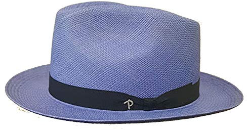 Panizza Sombrero de hombre de verano Panamá Mindo Brisas Azul Avio Hats Paja toquilla Fedora Hats, Azul Avio, 57