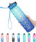 MEITAGIE 1L Motivational Sports Water Bottle with Straw & Time Maker,Leakproof with BPA Free Lid,Toxin Free Plastic Drink Bottle Design for Sports Gym Office Running (Turquoise Blue)