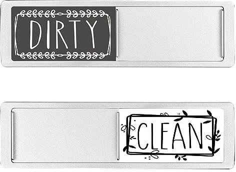 Fiorky Leicht lesbare Spülmaschinen-Magnetanzeige, kratzfest, Spülmaschinen-Kühlschrankmagnet, sauber, schmutzig, Spülmaschinen-Magnetanzeige, großer Text for die Küche (Silber (schwarz und