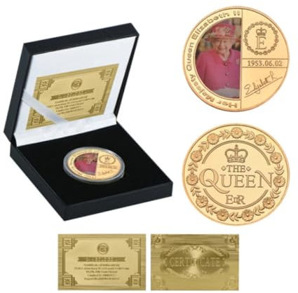 MINHBDER Monete Commemorative Monete Commemorative da Collezione Placcate in Oro della Regina Elisabetta II