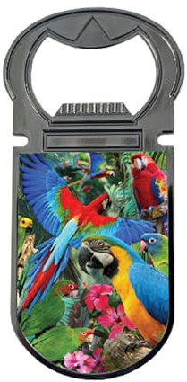 3D LiveLife Flaschenöffner - Papagei von Deluxebase - Bird Magnetischer Getränkeöffner mit linsenförmigem 3D-Bild Kühlschrankmagnet Geschenke für Küche und Bar Zubehör