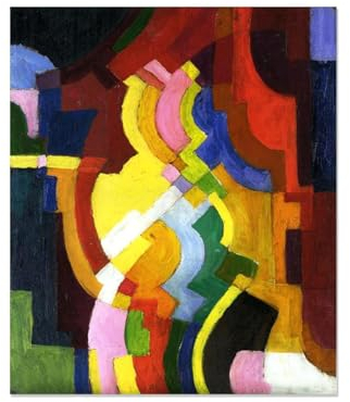 MOBYAT Rahmenlos August Macke Kunstdruck Poster,Farbige Formen III,Bilder auf Leinwand,August Macke Bild,Bilder Deko Schlafzimmer60x50cm(24x20in)