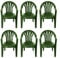 simpa Solana GREEN Stackable Low Back Plastic Garden Chairs - Set of 6