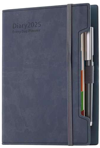Akademischer Terminplaner 2025, A5, Tag pro Seite, Tagesplaner 2025, 2025, Terminplaner von Januar 2025 bis Dezember 2025, 12 Monate Agenda, Tagesplaner mit festem Einband, Stift, Stiftschlaufe,