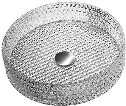 Bathroom Vessel Sink with Drain Combo, Countertop Bathroom Sink Bowl Glass Transparent Vanity Sink Bowl On The Top Simplicity Art Vessel Bowl Sink, Does Not Include Faucet,Round (R